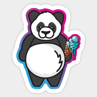 Panda Bear with an Ice Cream Sticker